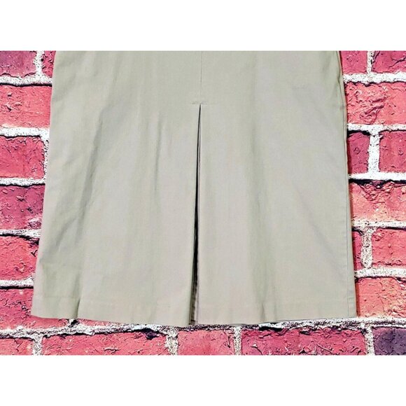 Talbots Stretch Chino Front Pleat Knee Length Khaki Skirt with Pockets Womens 16 - Picture 6 of 10